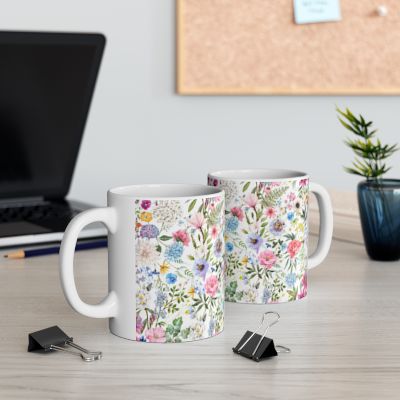 Flowers - White Ceramic Mug (11oz, 15oz)