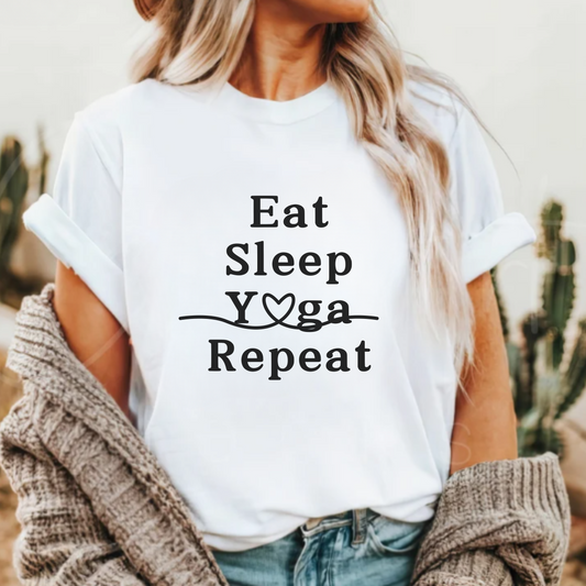 Eat Sleep Yoga Repeat - Cotton Tee