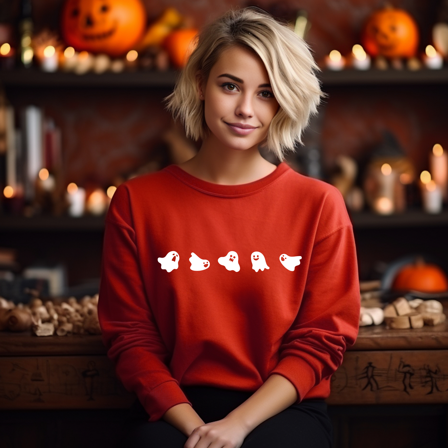 Halloween Ghosts Pattern Elements - Crewneck Sweatshirt