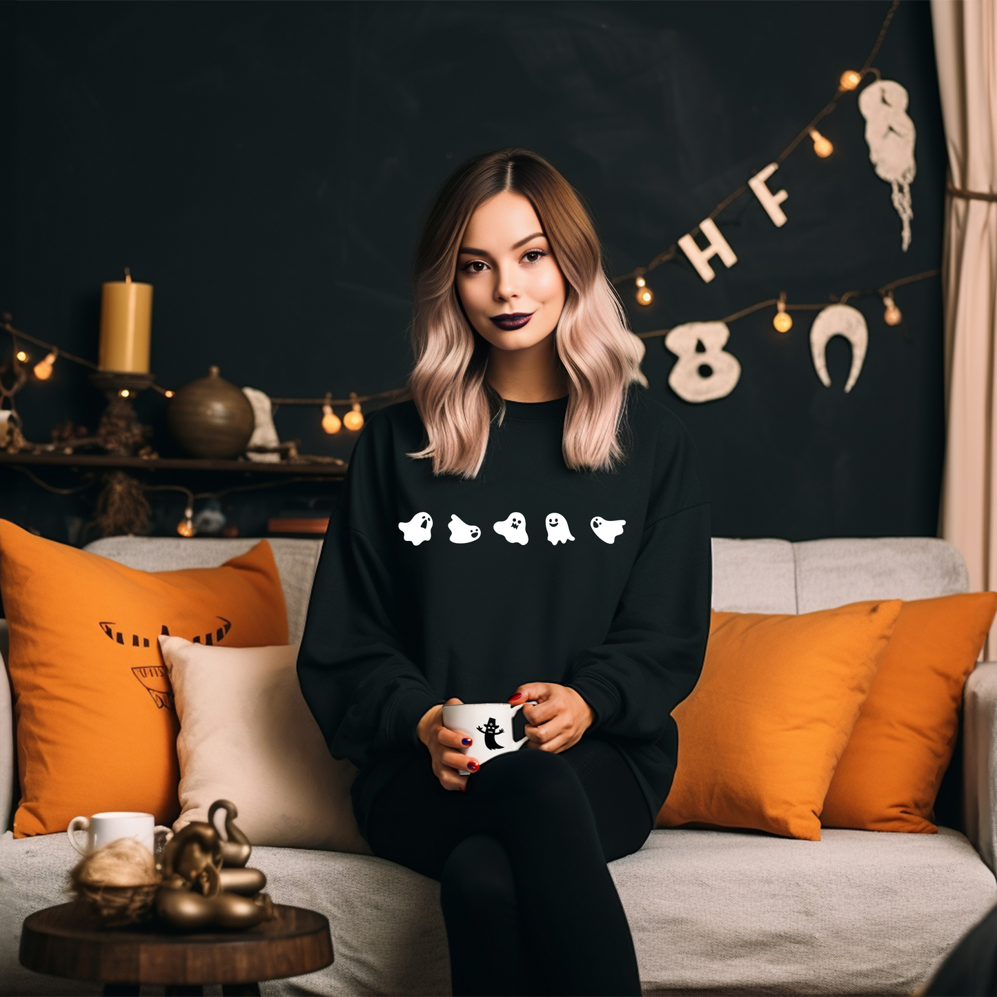 Halloween Ghosts Pattern Elements - Crewneck Sweatshirt