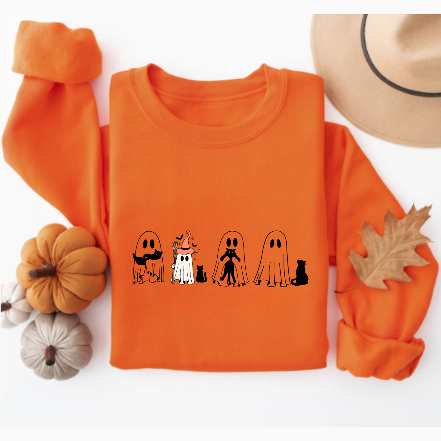 Halloween Ghosts and Cats - Adult Unisex Sweatshirt