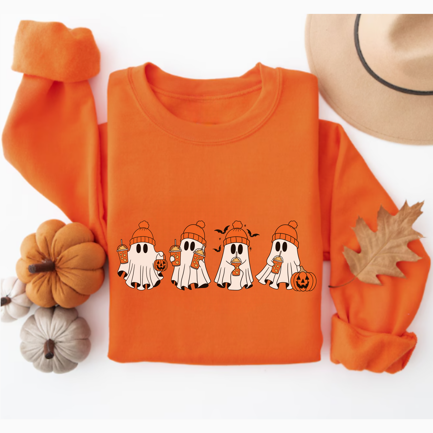 Halloween Ghosts with Coffee - Adult Unisex Sweatshirt