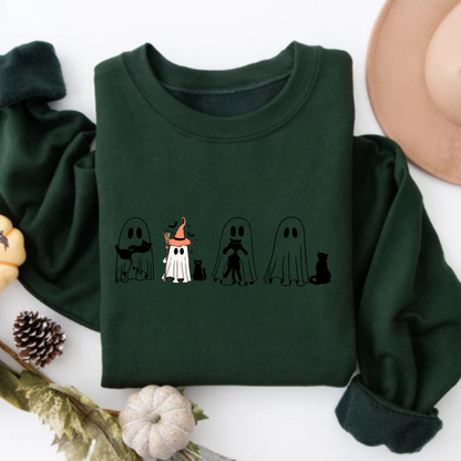 Halloween Ghosts and Cats - Adult Unisex Sweatshirt