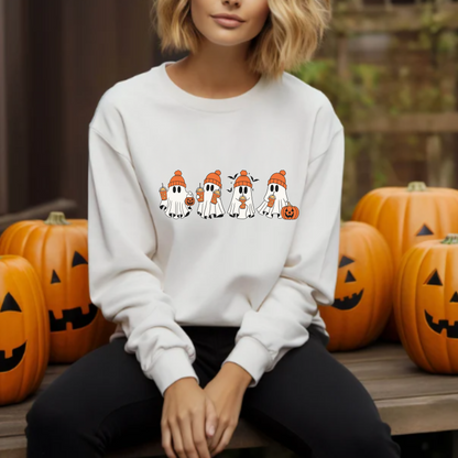 Halloween Ghosts with Coffee - Adult Unisex Sweatshirt