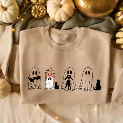 Halloween Ghosts and Cats - Adult Unisex Sweatshirt