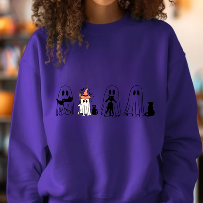 Halloween Ghosts and Cats - Adult Unisex Sweatshirt