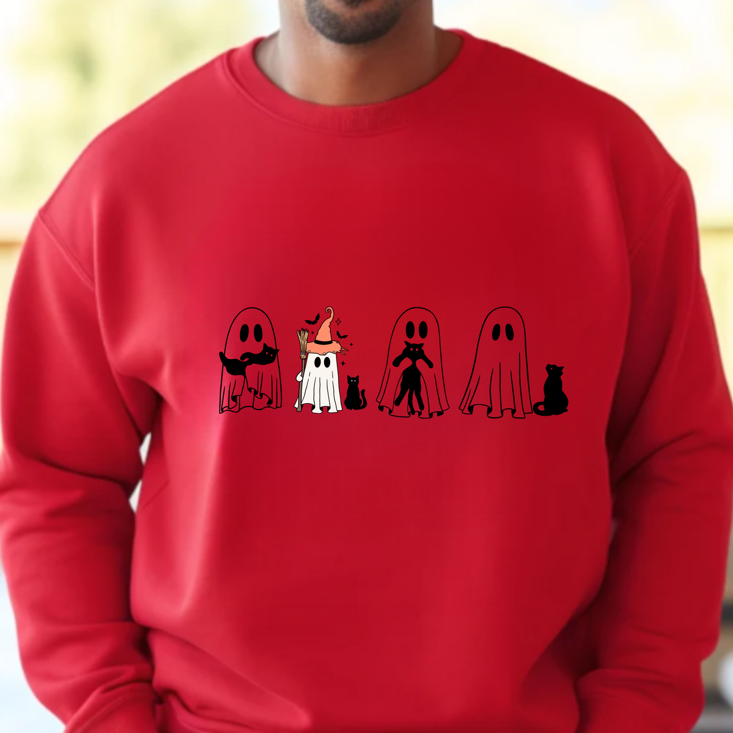 Halloween Ghosts and Cats - Adult Unisex Sweatshirt