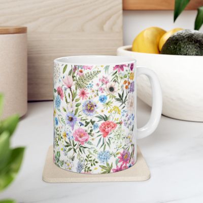 Flowers - White Ceramic Mug (11oz, 15oz)