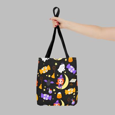 Tote Bag - Cute witch with Halloween Elements