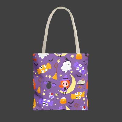 Tote Bag - Cute witch with Halloween Elements