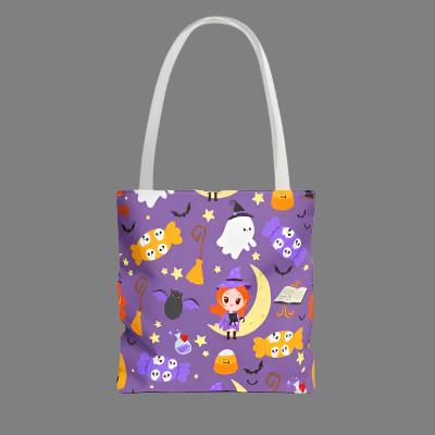 Tote Bag - Cute witch with Halloween Elements