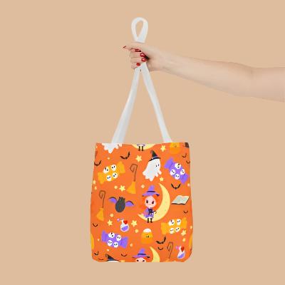 Tote Bag - Cute witch with Halloween Elements