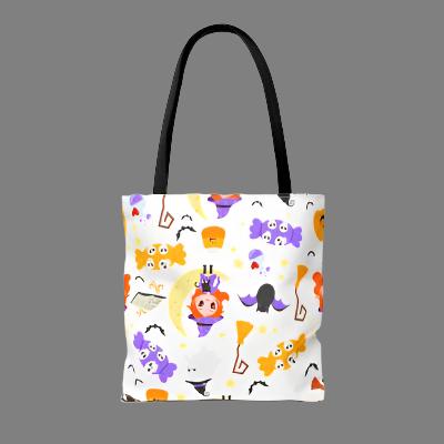 Tote Bag - Cute witch with Halloween Elements