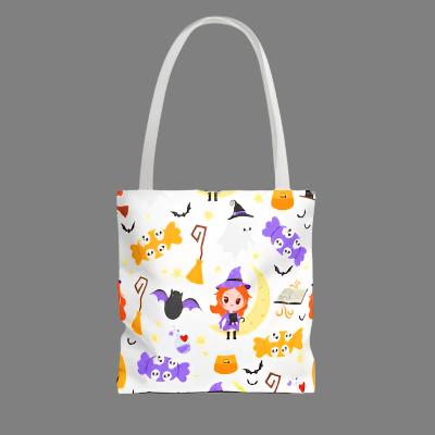 Tote Bag - Cute witch with Halloween Elements